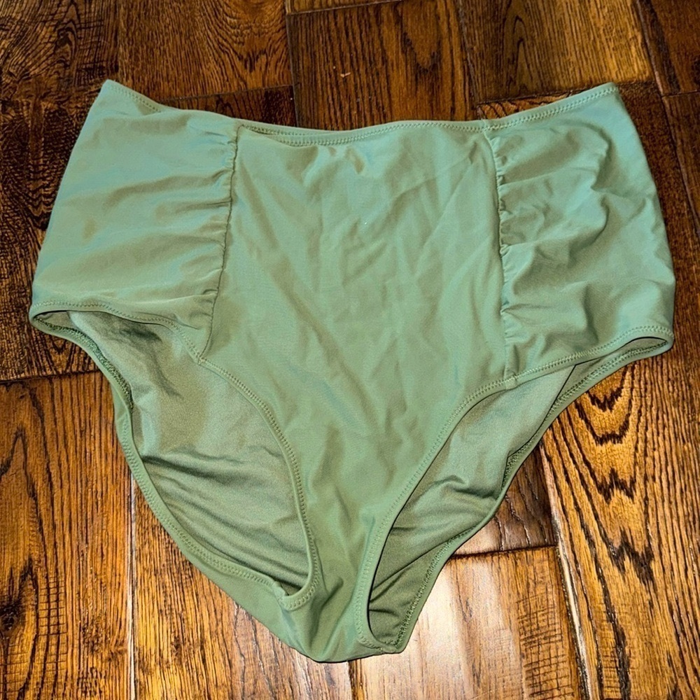 Aerie Green High Waisted Full Coverage Swim Bikini Bottoms - Picture 2 of 4